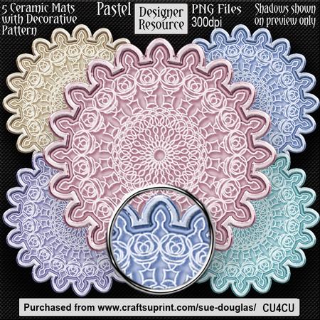 Designer Resource -ceramic Mats with Decorative Patt- Pastel