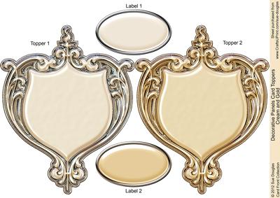 Decorative Panels Cream & Gold Card Toppers