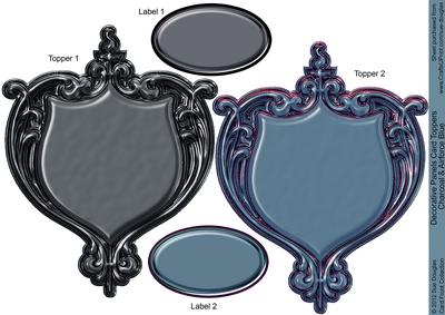 Decorative Panels Charcoal & Airforce Blue Card Toppers