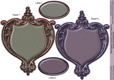 Decorative Panels Taupe & Aubergine Card Toppers
