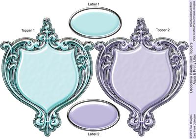 Decorative Panels Aqua & Pretty Lilac Card Toppers