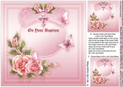 On Your Baptism with Roses - 8in x 8in Insert Plate