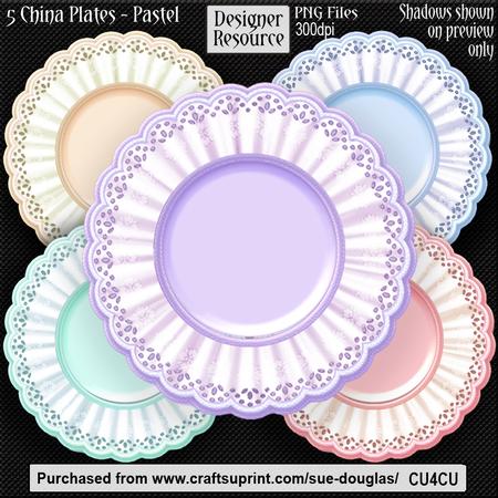 Designer Resource - China Plates - Pastel Colours