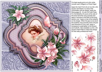 Vintage Lady in a Pretty Frame - 8in x 8in Decoupage