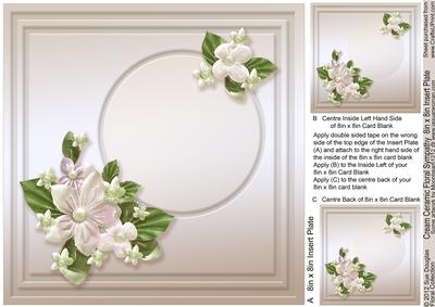 Cream Ceramic Floral Sympathy - 8in x 8in Insert Plate