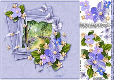 Bluebell Wood with Origami Flowers - 8in x 8in Decoupage