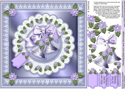 Wedding Bells and Lace Decoupage - 8in x 8in Decoupage