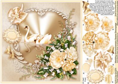 Wedding and Anniversary Swans Decoupage -8in x 8in Decoupage