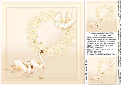 Wedding and Anniversary Swans - 8in x 8in Insert Plate