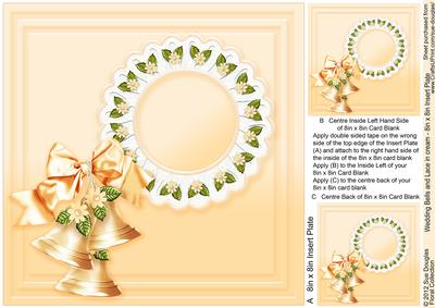 Wedding Bells and Lace in Cream - 8in x 8in Insert Plate
