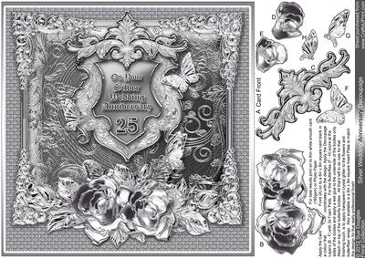 Silver Wedding Anniversary - 8in x 8in Decoupage