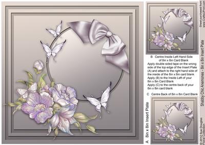 Shabby Chic Anemones - 8in x 8in Insert Plate