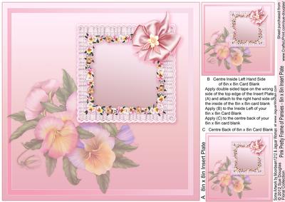 Pink Pretty Frame of Pansies - 8in x 8in Insert Plate