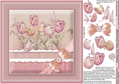 Shabby Chic Tulips - 8in x 8in Decoupage