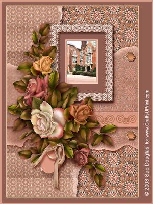 Blickling Hall Peach Landscape 6 Page Kit, Including Decoupage Step by Step