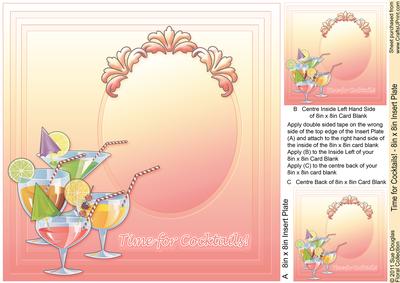 Time for Cocktails - 8in x 8in Insert Plate