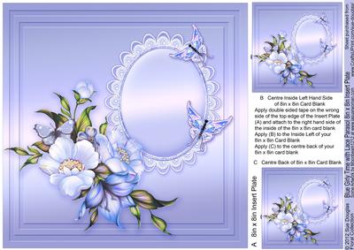 Blue Girly Time with Lace Parasol 8in x 8in Insert Plate