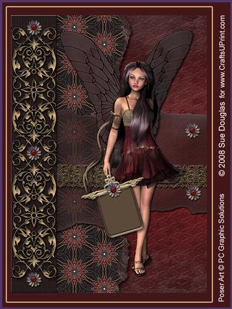 Karina Faerie Burgundy 6 Pages, Including Decoupage Step by Step