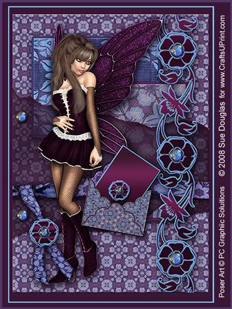 Lulu Faerie Purple Kit 6 Pages, Including Decoupage Step by Step