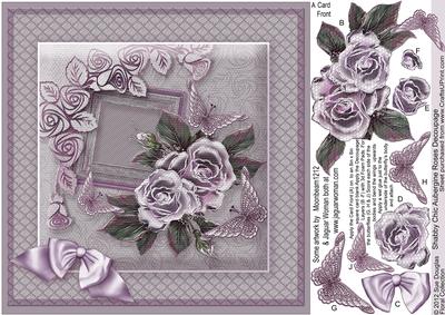 Shabby Chic Aubergine Roses - 8in x 8in Decoupage