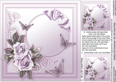 Shabby Chic Aubergine Roses Matching 8in x 8in Insert Plate