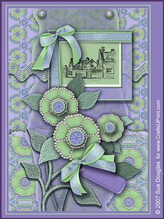 Packwood House Lilac Landscape Kit, 6 Pages, Including Decoupage Step by Step