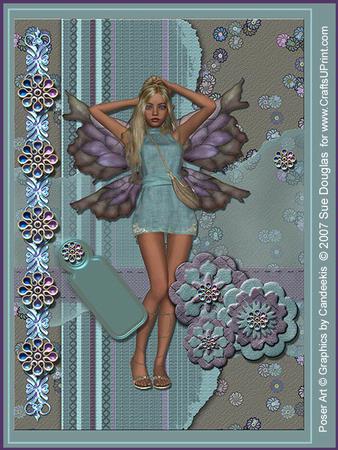 Camilla Faerie Pale Blue Kit 6 Pages, Including Decoupage Step by Step