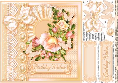 Roses on a Lemon Doily - 8in x 8in Decoupage