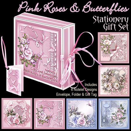 Stationery Gift Set - Pink Roses and Butterflies Bumper Kit