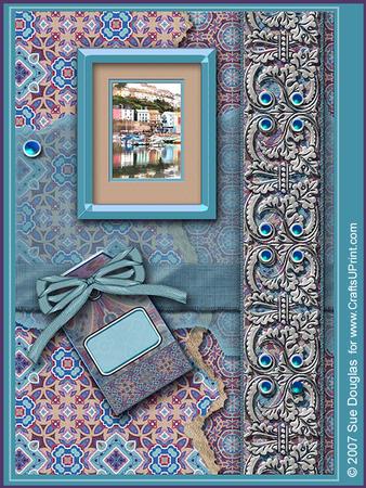 Brixham Blue Landscape Kit, 6 Pages, Including Decoupage Step by Step