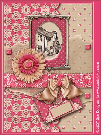Packwood House Hot Pink Landscape Kit, 6 Pages, Including Decoupage Step by Step