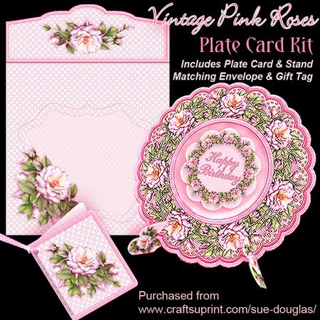 Plate Card Kit - Vintage Pink Roses