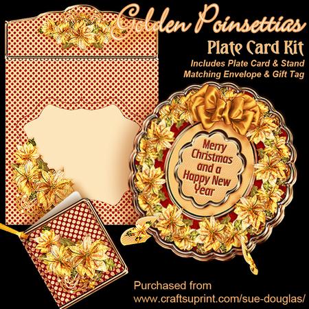 Plate Card Kit - Golden Poinsettias
