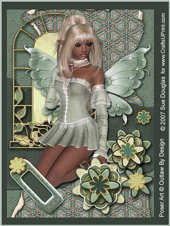 Suzie Faerie Green Kit, 6 Pages, Including Decoupage Step by Step
