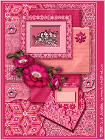 Packwood House Pink Landscape Kit, 6 Pages, Including Decoupage Step by Step