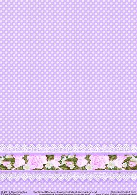 Sentiment Panels Happy Birthday Matching Lilac Background