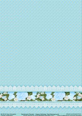 Sentiment Panels Happy Birthday Matching Teal Background
