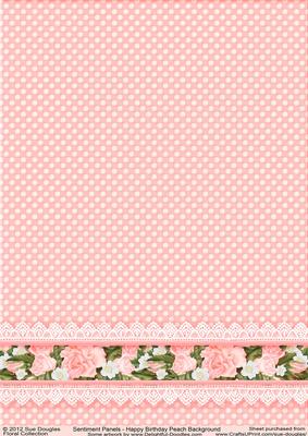 Sentiment Panels Happy Birthday Matching Peach Background