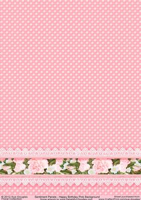 Sentiment Panels Happy Birthday Matching Pink Background