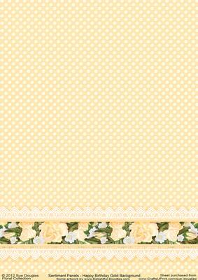 Sentiment Panels Happy Birthday Matching Gold Background