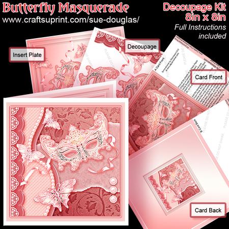 Butterfly Masquerade 8in x 8in Decoupage Kit