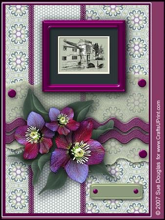 Baddesley Clinton Aubergine Landscape Kit, 6 Pages, Including Decoupage Step by Step
