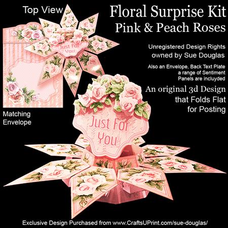 Floral Surprise Card Kit Pink and Peach Roses