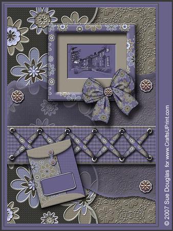 Upton House Purple Landscape Kit, 6 Pages, Including Decoupage Step by Step