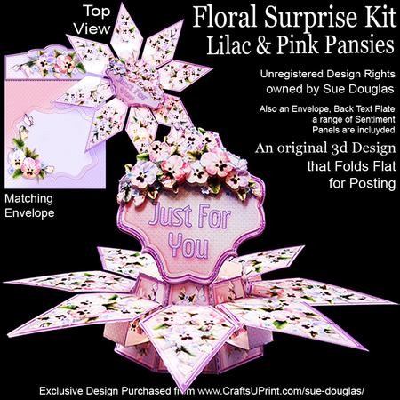 Floral Surprise Card Kit Lilac and Pink Pansies