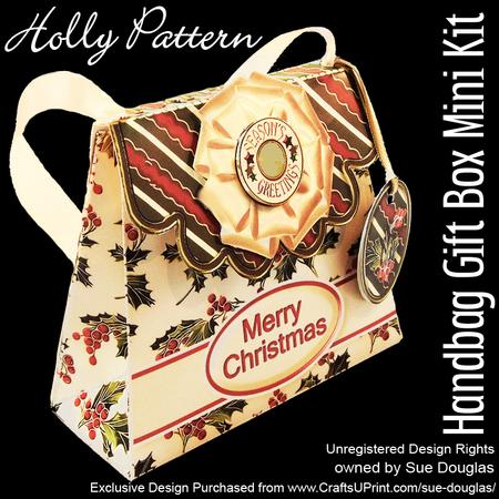 Handbag Gift Box Holly Pattern