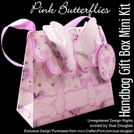 Handbag Gift Box Pink Butterflies