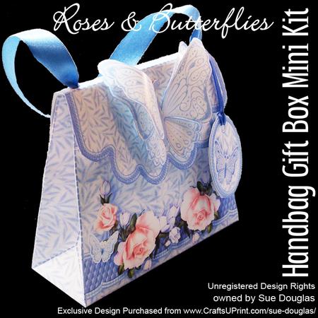 Handbag Gift Box Roses and Butterflies