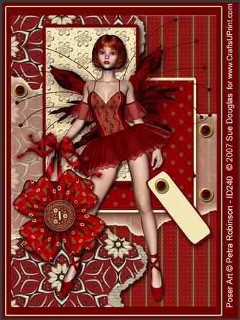 Celine Faerie Red Kit, 6 Pages, Including Decoupage Step by Step