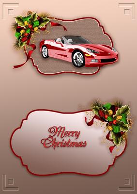 Christmas Red Sports Car Matching A5 Insert